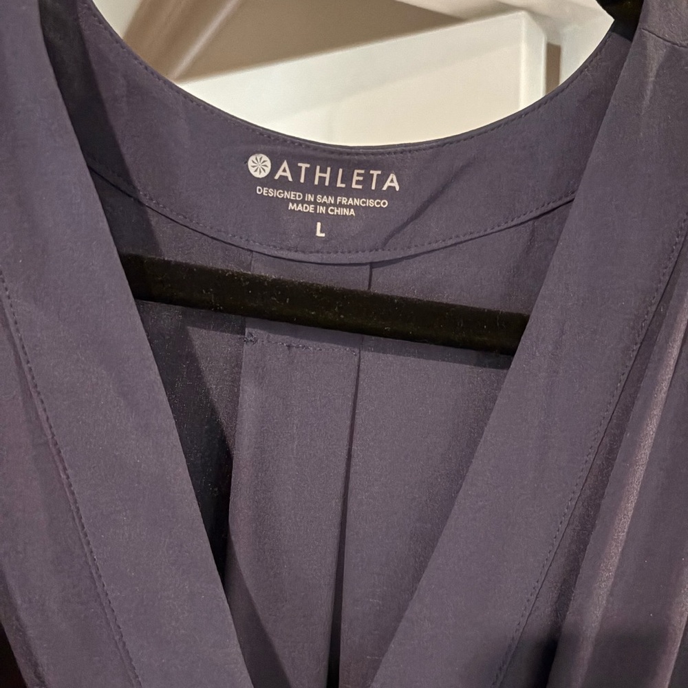 Athleta LG Mara Maxi Dress Navy Blue Tie Waist Pockets #Travelwear #Athleisure - Picture 3 of 16